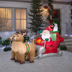 img 3 attached to 5Ft Tall 8Ft Long Santa With Sleigh & Reindeer Christmas Inflatable - Gemmy 36855