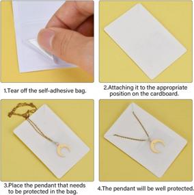 img 1 attached to Set Of 400 Necklace Display Cards With Adhesive Pouches - Clear PVC Self-Adhesive Pockets For Jewelry Sales And Showcase - White