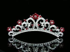 img 1 attached to Red Silver Plated Rhinestone Tiara Comb For Bridal Wedding Party Princess