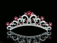 red silver plated rhinestone tiara comb for bridal wedding party princess logo