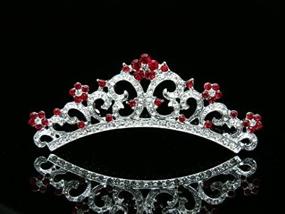 img 4 attached to Red Silver Plated Rhinestone Tiara Comb For Bridal Wedding Party Princess