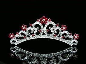 img 3 attached to Red Silver Plated Rhinestone Tiara Comb For Bridal Wedding Party Princess