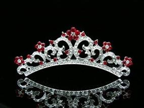 img 2 attached to Red Silver Plated Rhinestone Tiara Comb For Bridal Wedding Party Princess