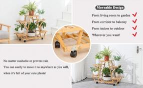 img 2 attached to Bamboo 6 Tier Rolling Plant Stand - Stylish Indoor/Outdoor Planter Display Rack For Your Patio Or Living Room