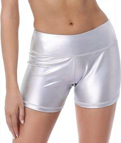 img 1 attached to HDE Shiny Metallic High Waisted Rave Shorts - Perfect For Festivals, Dancing & Working Out!