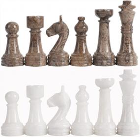 img 4 attached to Handmade Marble Chess Set With Oceanic Theme And Antique 32 Figures - Fits 16-20 Inch Boards