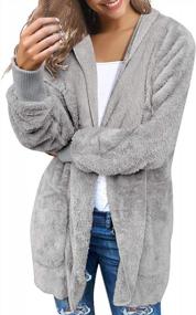img 2 attached to Women'S Oversized Hooded Cardigan Coat With Open Front And Draped Pockets