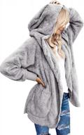women's oversized hooded cardigan coat with open front and draped pockets logo