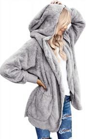 img 4 attached to Women'S Oversized Hooded Cardigan Coat With Open Front And Draped Pockets