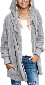 img 1 attached to Women'S Oversized Hooded Cardigan Coat With Open Front And Draped Pockets