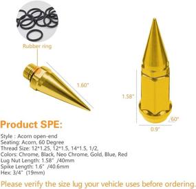 img 3 attached to 🔩 Extended Spike Lug Nut Set - 24 Pieces, M14x1.5 Conical Seat, Universal Fit, Hex Size 3/4