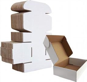 img 4 attached to Набор из 25 упаковочных коробок из белого гофрированного картона - HORLIMER 7X5X2 дюймов - идеально подходит для литературы и почты