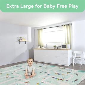 img 1 attached to 🦒 Gentle Monster Baby Play Mat, Large Foldable Soft Foam Crawing Mat for Kids, 77x70x0.6 Inches, Waterproof Portable Floor Playmat for Toddlers, Indoor and Outdoor Use, Giraffe and Car Print