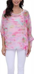 img 2 attached to Floral Chiffon Poncho Blouse: Women'S Summer Tunic Top With Batwing Sleeves From INewbetter PB
