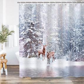 img 4 attached to Winter Wonderland In Your Bathroom With LIVILAN Christmas Shower Curtain – Snowy Reindeer And Xmas Joy For The Holiday Season!