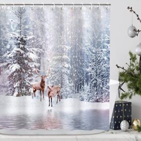 img 3 attached to Winter Wonderland In Your Bathroom With LIVILAN Christmas Shower Curtain – Snowy Reindeer And Xmas Joy For The Holiday Season!