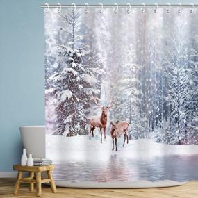 img 2 attached to Winter Wonderland In Your Bathroom With LIVILAN Christmas Shower Curtain – Snowy Reindeer And Xmas Joy For The Holiday Season!