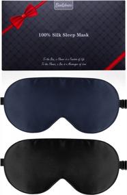 img 4 attached to Premium Silk Sleep Mask 2-Pack - Adjustable Eye Mask For Summer Travel, Reducing Puffy Eyes - 100% Real Natural Pure Silk By BeeVines (Black & Blue)