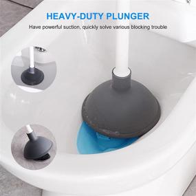 img 1 attached to 🚽 SetSail Toilet Brush and Plunger Set - Heavy Duty Bathroom Plungers with Hidden Holder for Deep Cleaning, Grey