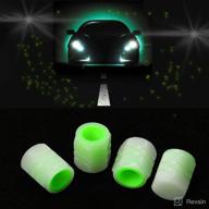 🌙 night glow luminous car wheel valve caps - set of 4, fluorescent air caps covers, illuminated stem caps for car, suv, motorcycles, truck, vehicle (green) логотип