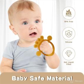 img 1 attached to 🦷 Termichy Teething Toys: Soothe Babies' Sore Gums with Soft Baby Teethers for Newborns, 0-6 Months - BPA-Free, Freezer Safe, Hands Free Design (Amber, 2 Packs)