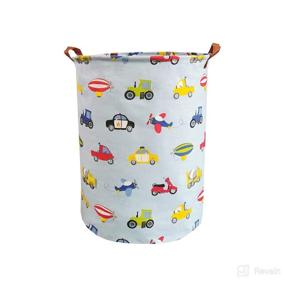 img 4 attached to 🚗 INSLIKE Kids Laundry Basket - Waterproof Collapsible Hamper, Toy Box, and Storage Bin, Nursery Cloth Home Gift Basket (Blue Cars)