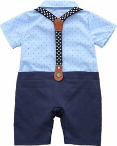 img 3 attached to HMD Baby Boy Gentleman White Shirt Bowtie Tuxedo Onesie Jumpsuit Overall Romper 0-18M Infant Outfit