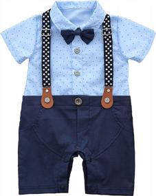 img 4 attached to HMD Baby Boy Gentleman White Shirt Bowtie Tuxedo Onesie Jumpsuit Overall Romper 0-18M Infant Outfit
