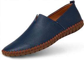 img 4 attached to Men'S Genuine Leather Loafer Slip-On Shoes For Walking And Driving