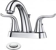 lead-free 2-handle chrome bathroom faucet with lift rod drain stopper and 4-inch centerset basin mixer tap - perfect for lavatory sinks logo