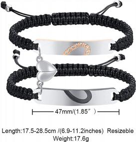 img 3 attached to Personalized Braided Couples Bracelet By MPRAINBOW: Custom Engraved Promise Words For Him And Her - Attractive Relationship Bracelets