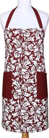 img 4 attached to Yourtablecloth Cotton Damask Kitchen Apron With Pockets For Men And Women, Quality Apron For Grilling, Cooking, Restaurant