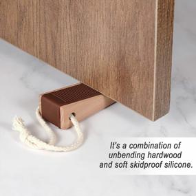 img 2 attached to Secure Your Doors With WEYON'S Eco-Friendly Standard Wooden Door Wedge Stoppers – 4 Pack Brown With Silicone Base – 1.2 Inches High Door Stops