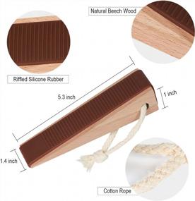 img 3 attached to Secure Your Doors With WEYON'S Eco-Friendly Standard Wooden Door Wedge Stoppers – 4 Pack Brown With Silicone Base – 1.2 Inches High Door Stops