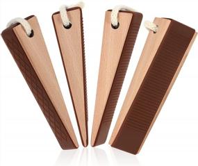 img 4 attached to Защитите свои двери с помощью экологически чистых стандартных деревянных дверных клиновых стопоров WEYON — 4 упаковки коричневого цвета с силиконовой основой — дверные упоры высотой 1,2 дюйма