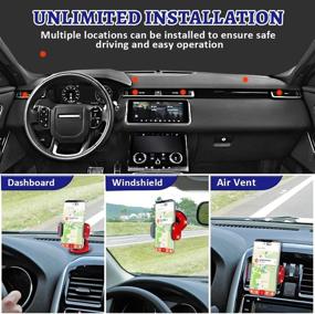 img 1 attached to 🚗 Sparkling Red Bling Crystal Car Phone Mount: Universal Holder with Extra Air Vent Base for Dashboard, Windshield, and Air Vent