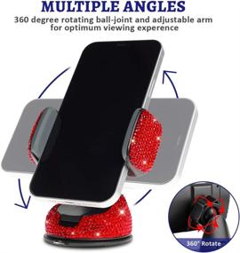 img 2 attached to 🚗 Sparkling Red Bling Crystal Car Phone Mount: Universal Holder with Extra Air Vent Base for Dashboard, Windshield, and Air Vent