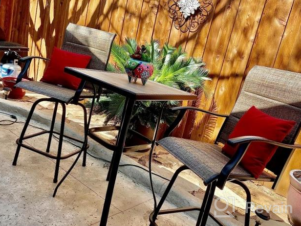 img 1 attached to Upgrade Your Outdoor Bar With PHI VILLA Swivel Bar Stools Set - All-Weather And Comfortable review by Elizabeth Gagnon