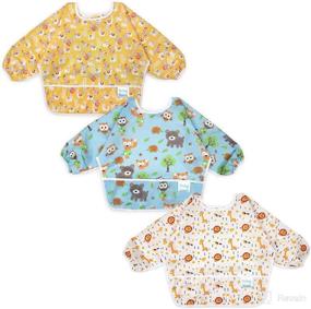 img 4 attached to Versatile 3-Piece Long Sleeved Bib Set for Messy Mealtimes