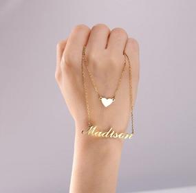 img 3 attached to 18K Gold Plated Personalized Name Necklace - TinyName Custom Layered Choker Plate For Women