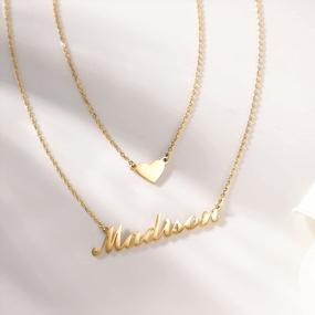 img 2 attached to 18K Gold Plated Personalized Name Necklace - TinyName Custom Layered Choker Plate For Women