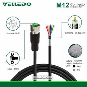 img 2 attached to M12 8-Pin Female A-Coding Pre-Wired Connector Cable 3M/10FT PVC Shielded Line - VELLEDQ Industrial