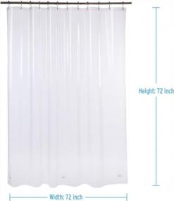 img 3 attached to 72" W X 72" H Plastic Shower Curtain Set With Stainless Steel Rings & Double Glide Hooks For Bathroom Rods