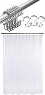 72" w x 72" h plastic shower curtain set with stainless steel rings & double glide hooks for bathroom rods logo