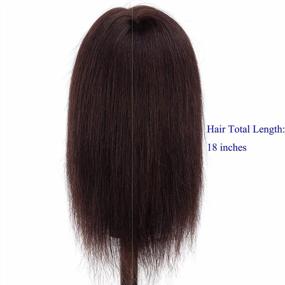 img 2 attached to 18-дюймовая голова манекена из 100% натуральных волос с подставкой для обучения парикмахерской - HAIREALM RF1201
