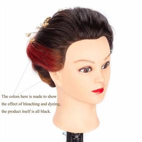 img 1 attached to 18-дюймовая голова манекена из 100% натуральных волос с подставкой для обучения парикмахерской - HAIREALM RF1201