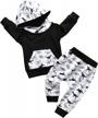 adorable animal style toddler boys' long sleeve hoodie tops and sweatsuit pants outfit set logo