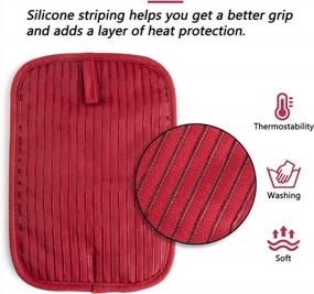img 2 attached to Wine Pot Holders For Kitchen Heat Resistance Hot Pads With Pocket, Cotton Lining And Non Slip Silicone Stripes Terrycloth Lining For Cooking And Baking, Set Of 2 - Joyhalo