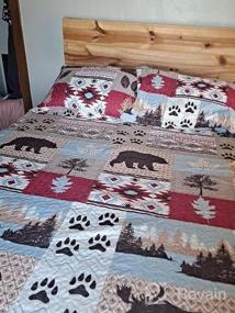 img 5 attached to Lodge Bedding Set King Size Rustic Cabin Quilts Lightweight Reversible Moose Bear Bedspread Coverlet All Season Country Forest Bedding Decor