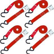 🏍️ cambuckle tie down straps - kaitwoson 1-inch by 10-foot motorcycle strap with hooks, red (pack of 4) - enhanced seo logo